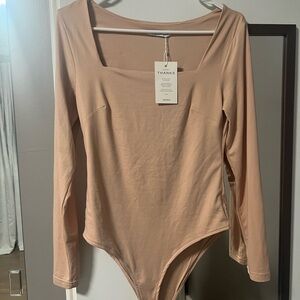 Women’s Long Sleeve Square Neck Bodysuit - Nude